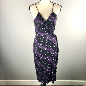 Black & purple dressy wrap dress